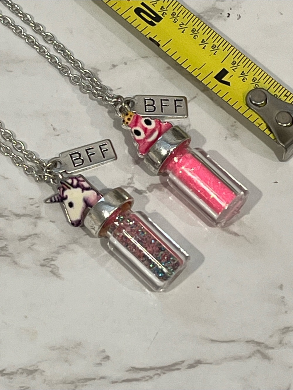 Vintage Justice Unicorn and Poop Emoji Potion BFF Necklace Set of Two